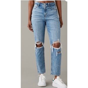 AMERICAN EAGLE | AE Ridged Ripped Mom Jeans Distressed Sz. 4 Extra Short